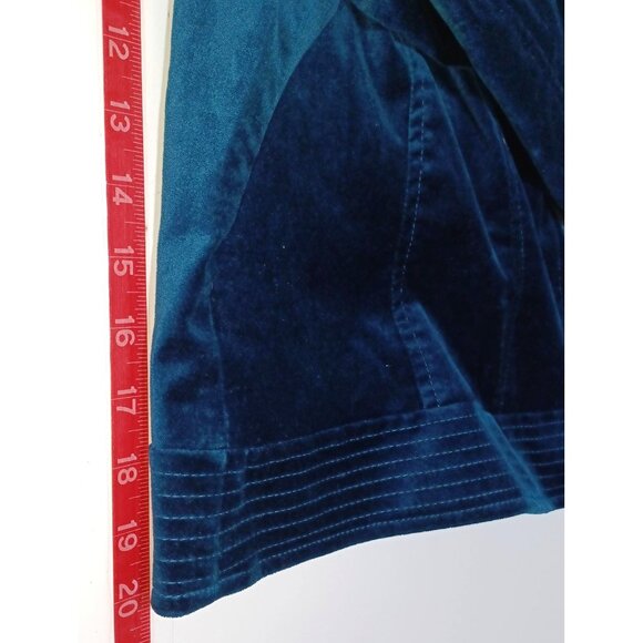 Chicos Velveteen Moto Jacket Teal Blue Womens XL Zip Front Glam Holiday Party - Picture 6 of 7